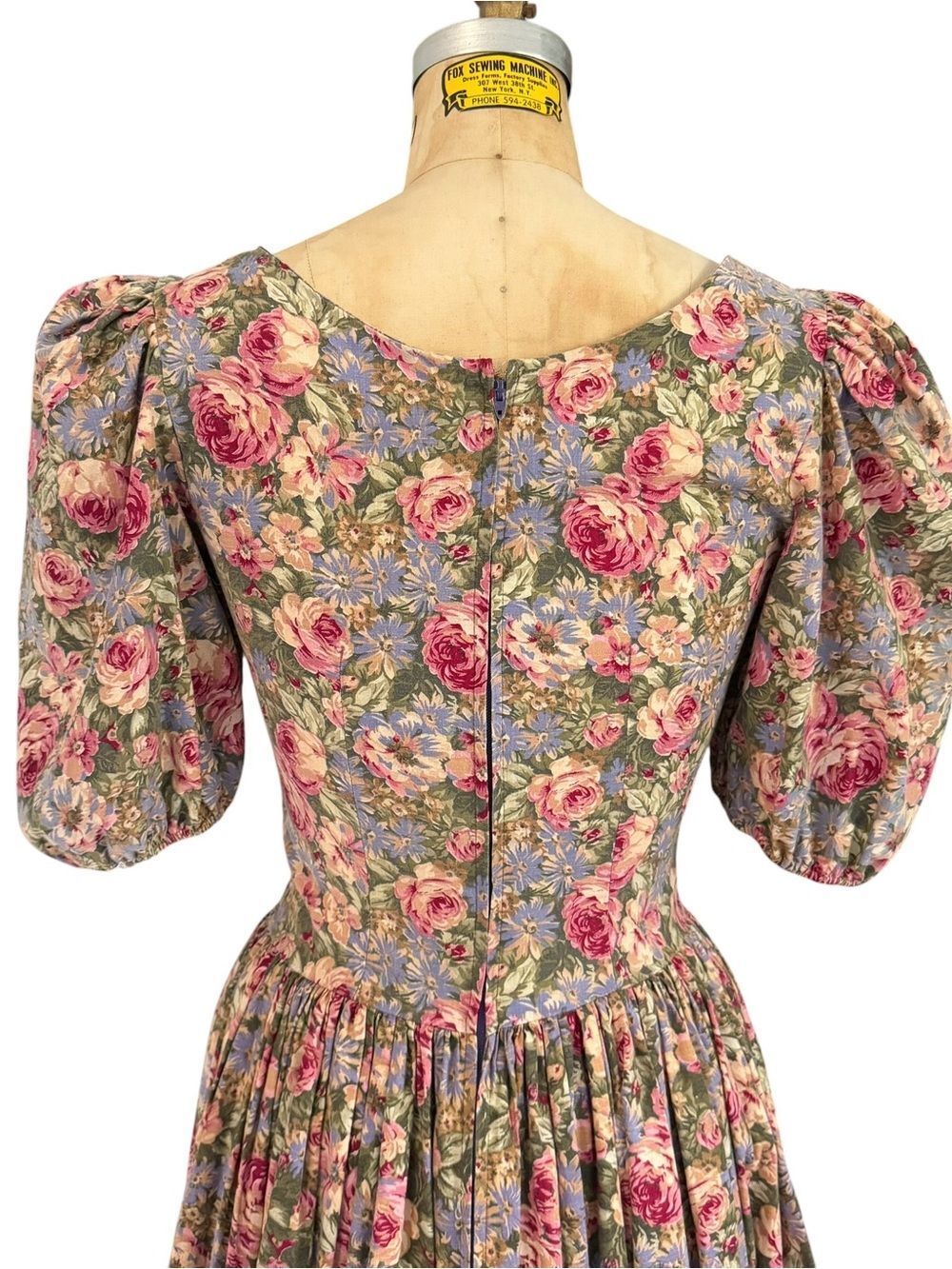 HARTSVILLE Cottagecore Vintage Floral Prairie Puff Sleeves Midi Dress Size 8 - Picture 2 of 7